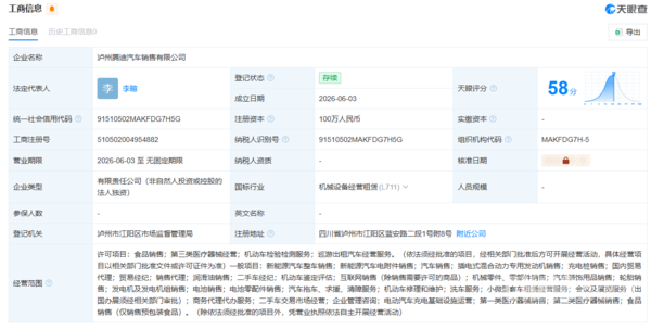 比亚迪腾势在泸州成立新汽车销售公司 加速市场渠道布局 比亚迪腾势在泸州成立新汽车销售公司 加速市场渠道布局